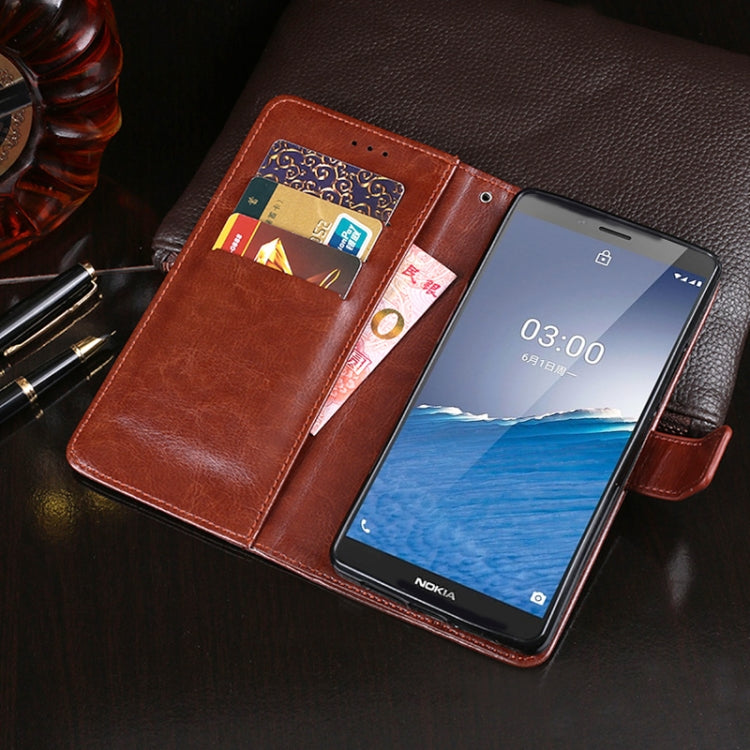 Para Nokia C3 idewei Crazy Horse Texture Funda de cuero con tapa horizontal con soporte, ranuras para tarjetas y billetera (azul cielo)