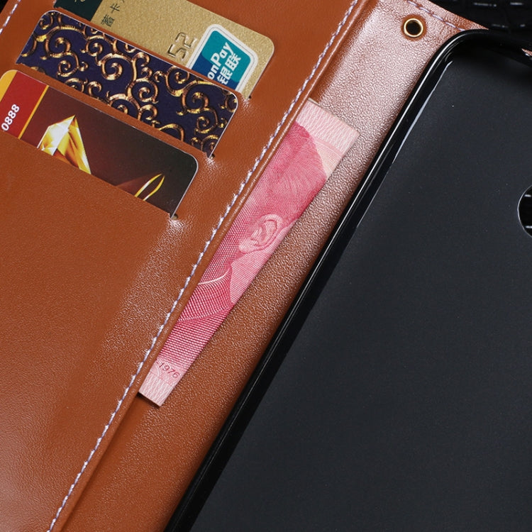 Para Motorola Edge + idewei Funda de cuero con tapa horizontal con textura de cocodrilo con soporte, ranuras para tarjetas y billetera (negro)