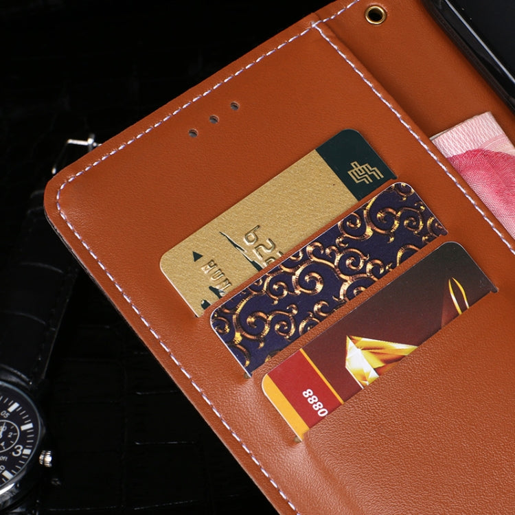 Para Motorola Edge + idewei Funda de cuero con tapa horizontal con textura de cocodrilo con soporte, ranuras para tarjetas y billetera (negro)
