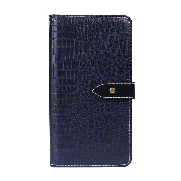 Para Nokia C3 idewei Funda de cuero con tapa horizontal con textura de cocodrilo con soporte, ranuras para tarjetas y billetera (azul oscuro)