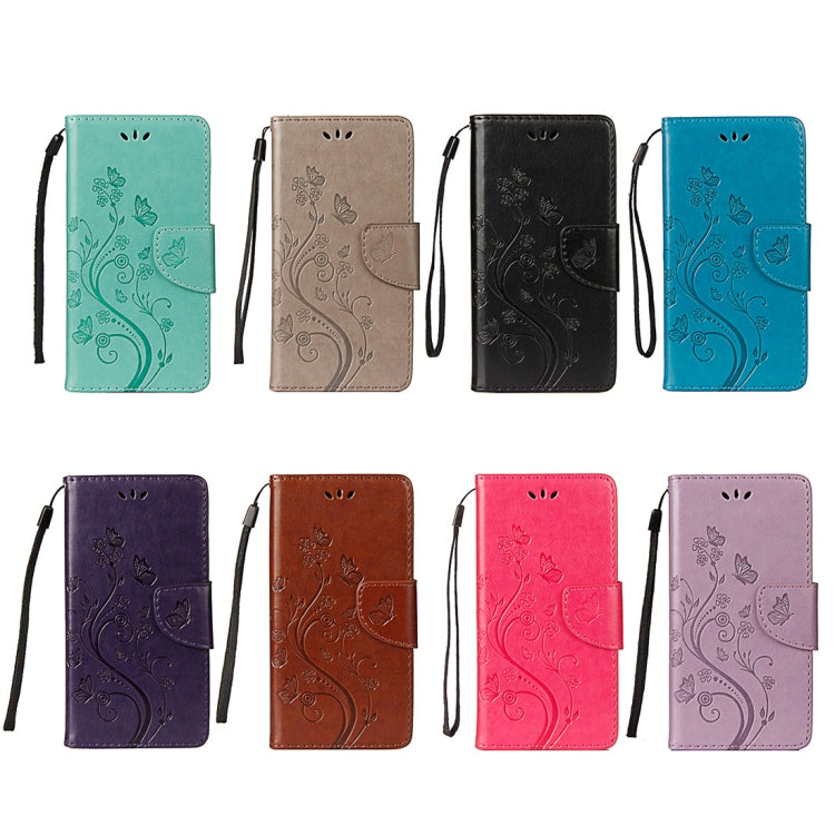 Funda de Cuero con Tapa Horizontal para iPhone Xs Max con Patrón de Mariposa, Ranura para Tarjeta, Soporte, Billetera y Cordón (Marrón)