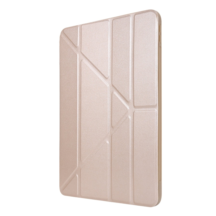 Funda TPU para iPad Pro 11 (2020) Cuero Deformación Horizontal con Titular (Champagne Gold)