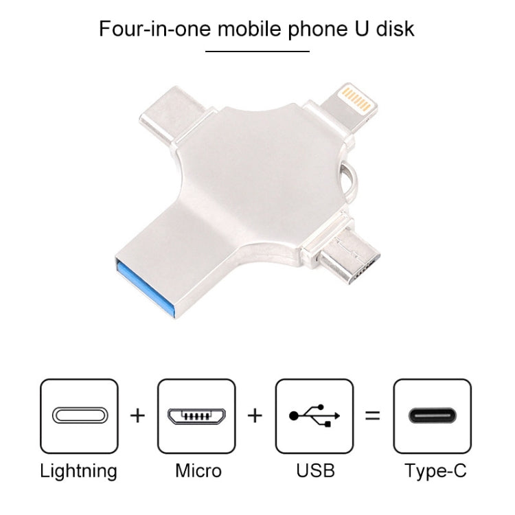 Disco Flash Cross 16GB 8 Pin + Micro USB + USB-C + USB 3.0 Metal 4 en 1