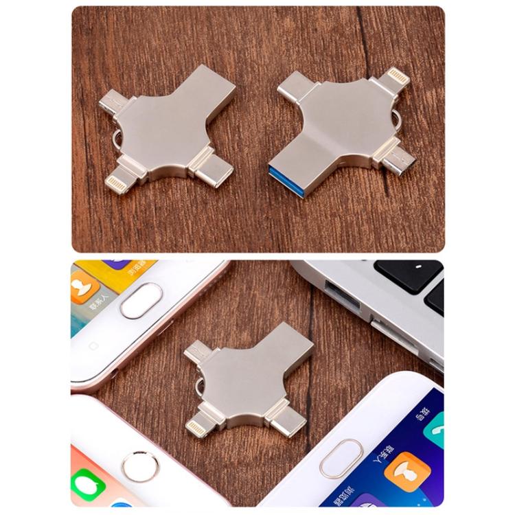 Disco Flash Cross 16GB 8 Pin + Micro USB + USB-C + USB 3.0 Metal 4 en 1
