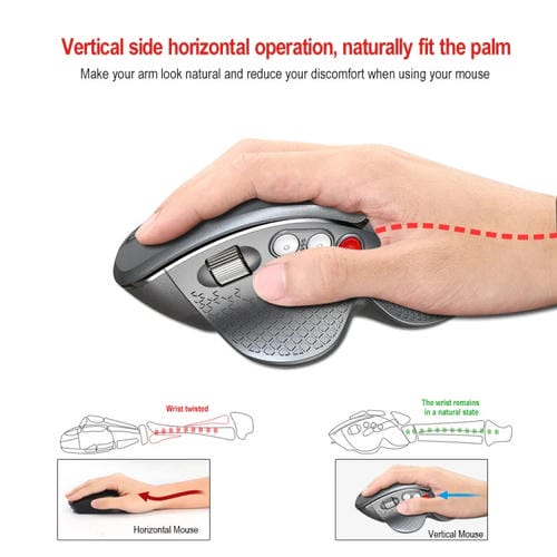 Ratón inalámbrico HXSJ T32 vertical ergonómico 2.4G (Plata)