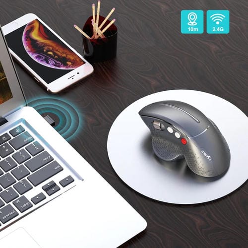Ratón inalámbrico HXSJ T32 vertical ergonómico 2.4G (Plata)