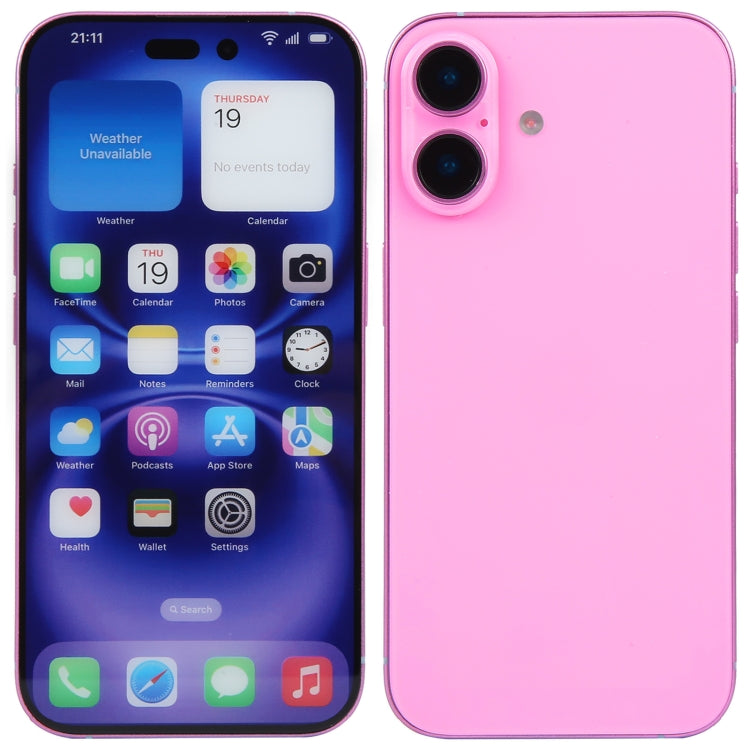 Modelo de Pantalla Falsa para iPhone 16 (Rosa) sin Función