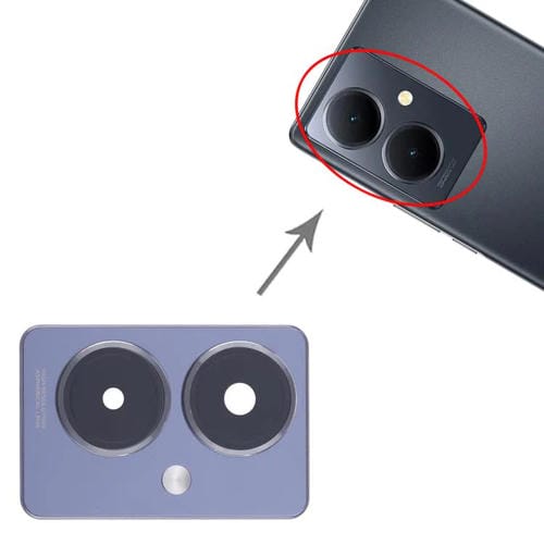 Rückseitige Kameraglasabdeckung Vivo Y78+ 5G (Schwarz)