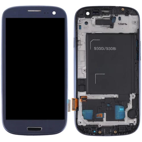 LCD-Bildschirm Super AMOLED Samsung Galaxy S3 i9300 mit Rahmen (Blau)