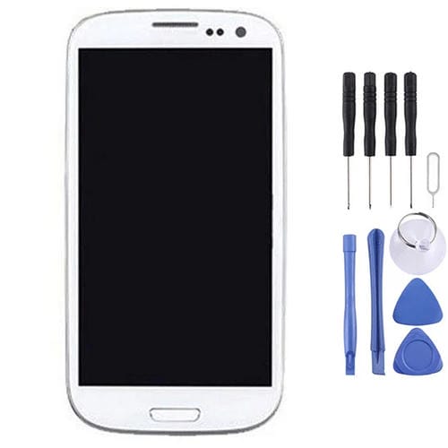 LCD-Bildschirm Super AMOLED Samsung Galaxy S3 i9300 mit Rahmen (Weiß)