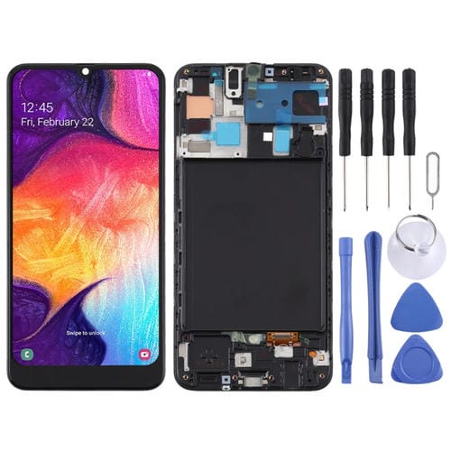 Ecrã TFT LCD Samsung Galaxy A50 com Moldura (Sem Impressões Digitais) (Preto)