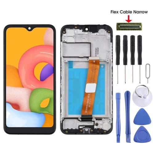 LCD-Bildschirm Samsung Galaxy A01 mit Rahmen (Schwarz)