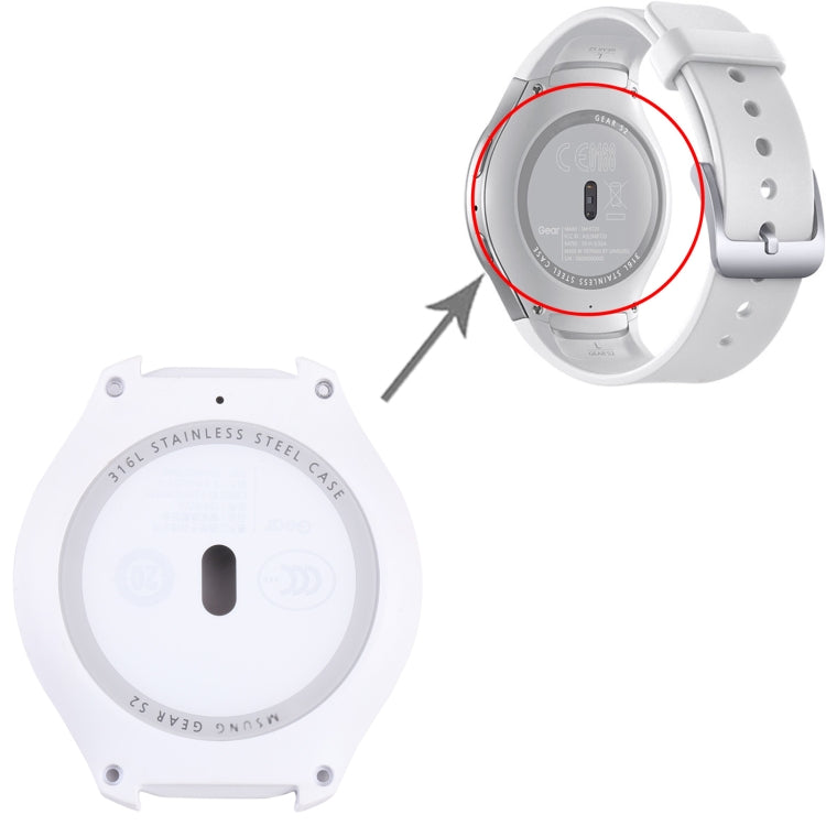 Back Cover Case with Glass Lens Samsung Galaxy Gear S2 SM-R720 (White)