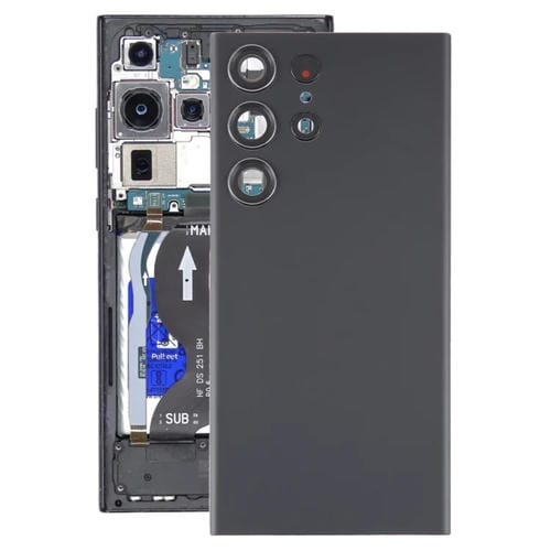 Tampa Traseira da Bateria em Vidro Samsung Galaxy S23 Ultra SM-S918 com Lente da Câmara (Preto)