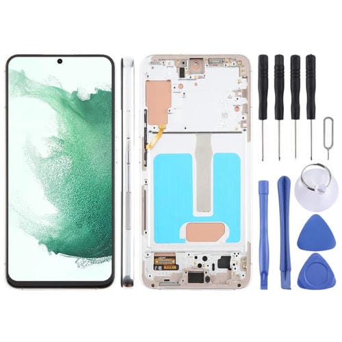 Pantalla LCD TFT de 6,43 pulgadas para Samsung Galaxy S22+ SM-S906B, digitalizador completo con marco, sin identificación de huellas dactilares (plateado)