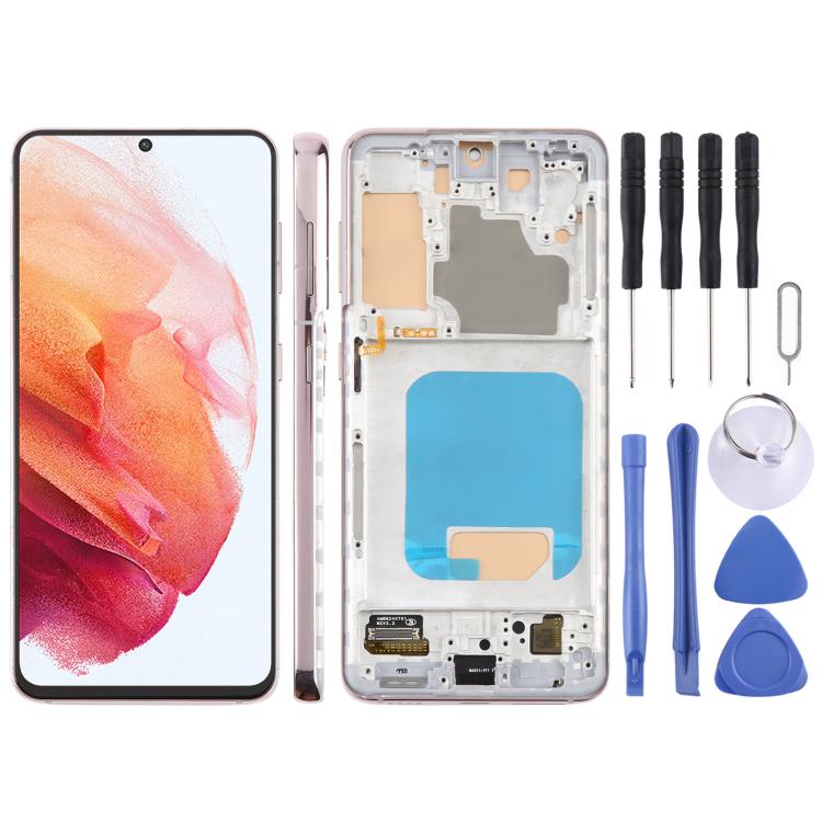 Pantalla LCD TFT de 6,12 pulgadas para Samsung Galaxy S21 5G SM-G991B, digitalizador completo con marco, sin identificación de huellas dactilares (dorado)