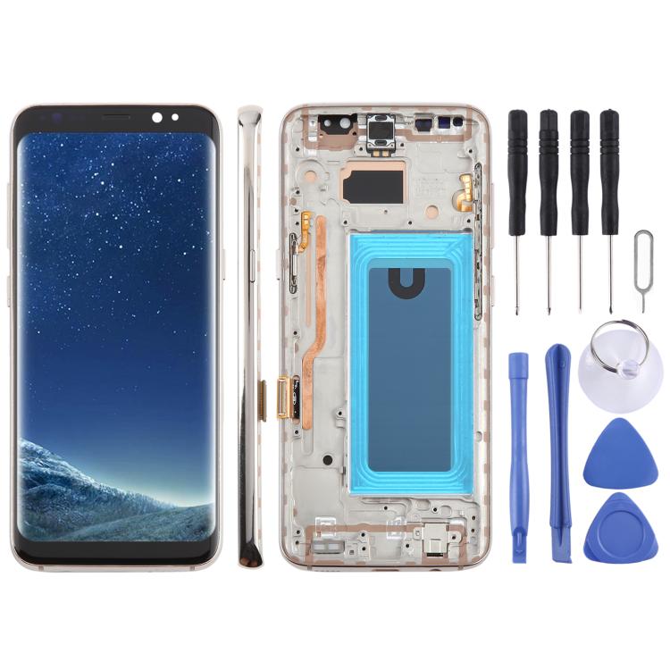 Pantalla LCD TFT de 5,7 pulgadas con digitalizador y marco para Samsung Galaxy S8 SM-G950F (dorado)