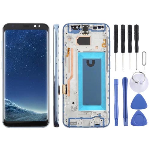 Pantalla LCD TFT de 5,7 pulgadas con digitalizador y marco para Samsung Galaxy S8 SM-G950F (azul)