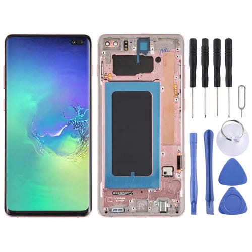 Ecrã LCD Super AMOLED Samsung Galaxy S10+ com Moldura (Rosa)