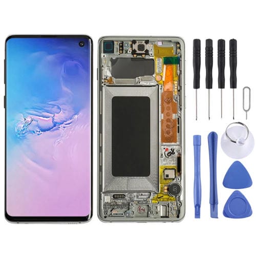 Ecrã LCD Super AMOLED Samsung Galaxy S10 4G com Moldura (Branco)