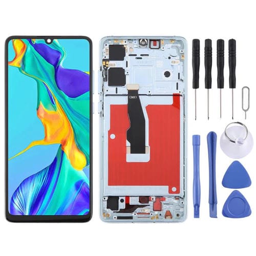 Écran complet TFT Huawei P30 avec cadre sans identification d'empreintes digitales (bleu)