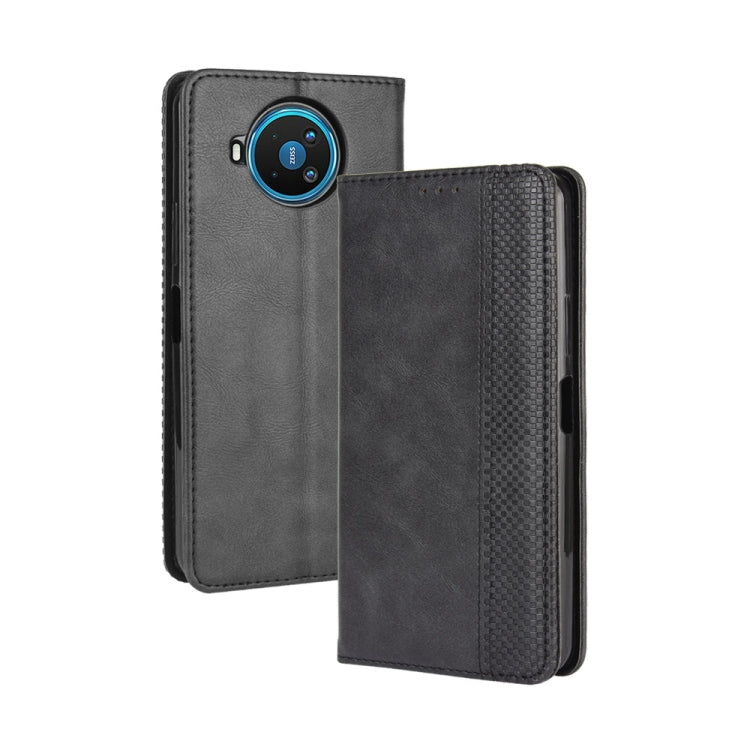 Para Nokia 8.3 5G Hebilla magnética Retro Crazy Horse Texture Funda de cuero con tapa horizontal, con soporte, ranuras para tarjetas y marco de fotos (negro)