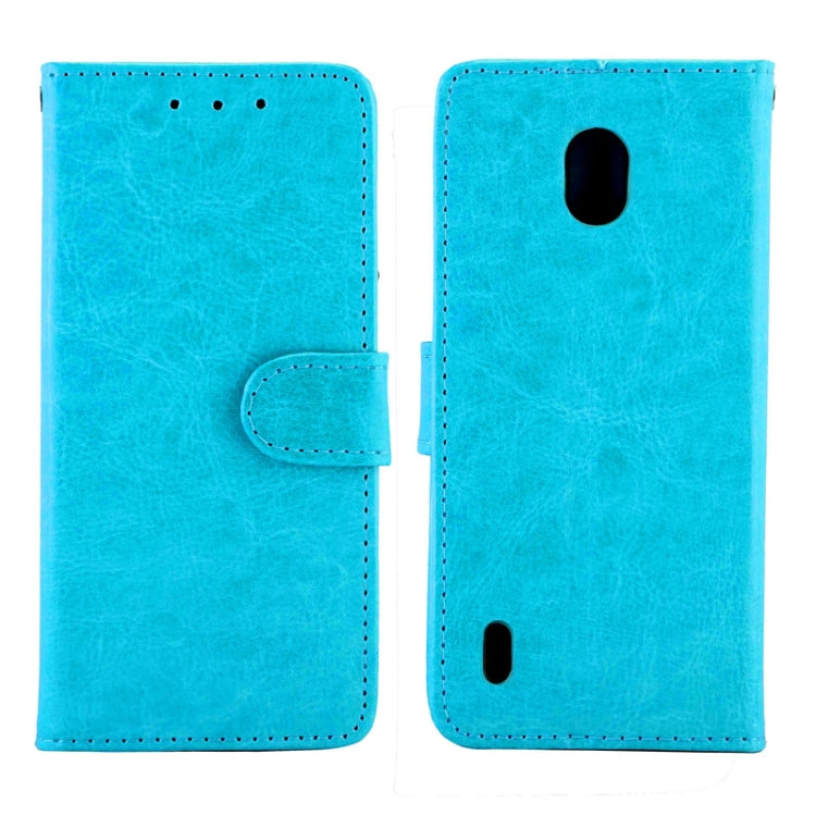 Para Nokia 1.3 Crazy Horse Texture Funda protectora con tapa horizontal de cuero con soporte y ranuras para tarjetas, billetera y marco de fotos (azul claro)