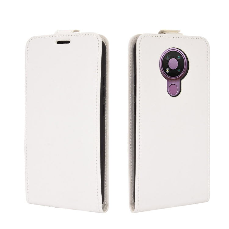 Para Nokia 3.4 R64 Funda protectora de cuero con solapa vertical con textura con ranuras para tarjetas y marco de fotos (blanco)