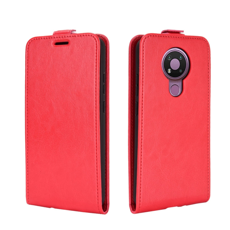 Para Nokia 3.4 R64 Funda protectora de cuero con solapa vertical con textura con ranuras para tarjetas y marco de fotos (rojo)