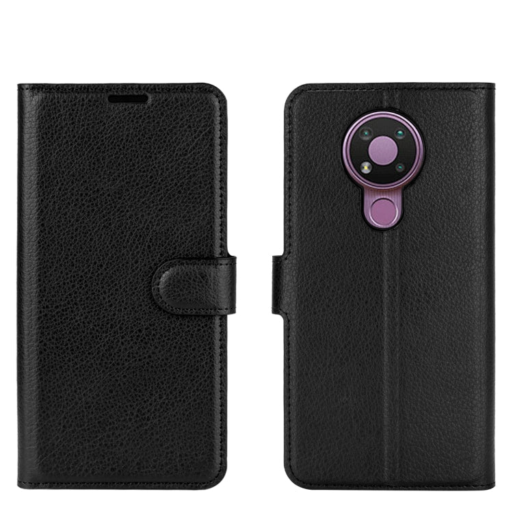 Para Nokia 3.4 Litchi Texture Funda protectora con tapa horizontal con soporte, ranuras para tarjetas y billetera (negro)