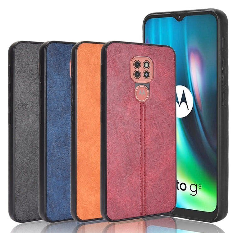 Para Motorola Moto G9 / G9 Play Estuche para PC + PU + TPU a prueba de golpes con patrón de vaca de coser