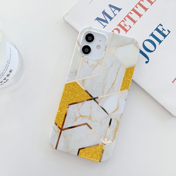 Caja de teléfono TPU para iPhone 12 Pro Max Glitter Powder Mármol Galvanizado (Blanco)