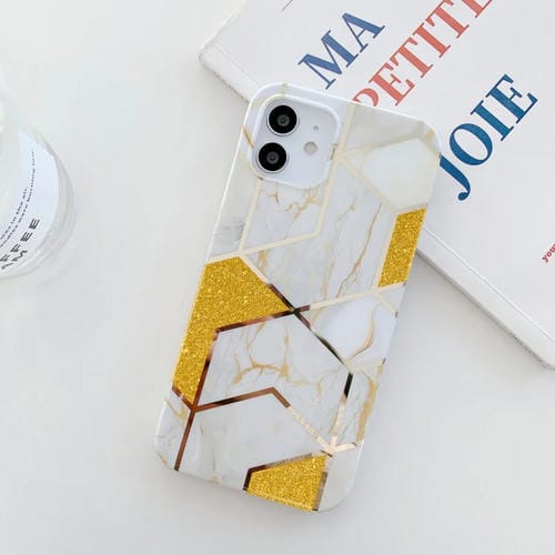 Funda TPU para iPhone 12 Mini Glitter Powder Galvanizado Mármol (Blanco)
