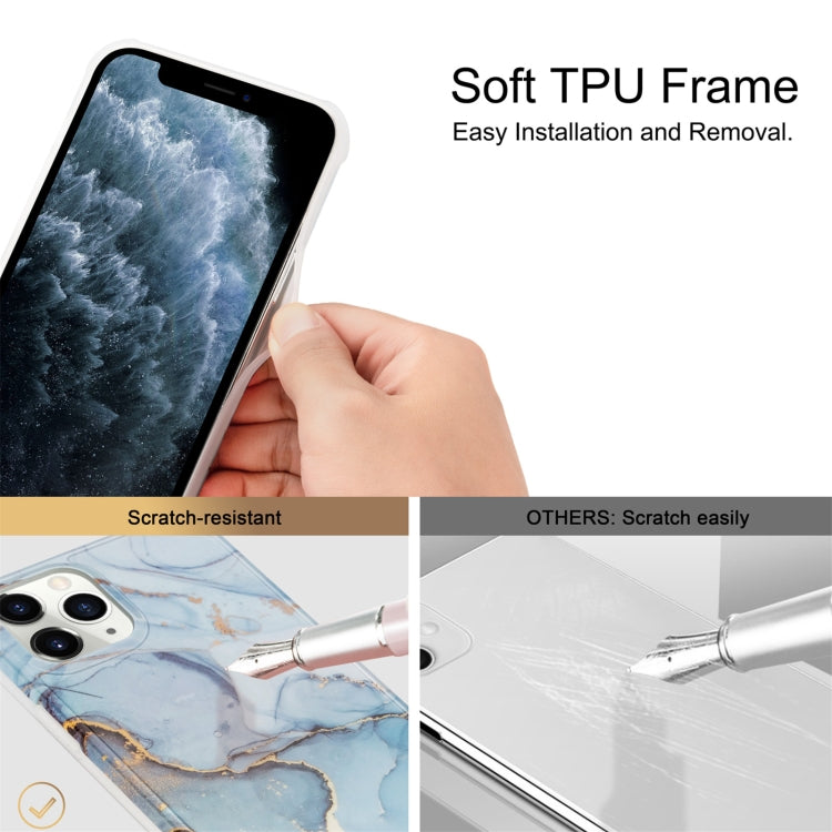 Funda para iPhone 12 Pro Max Four Corners Anti-Shattering Flow Gold Marble Imd Back Cover (Blanco)