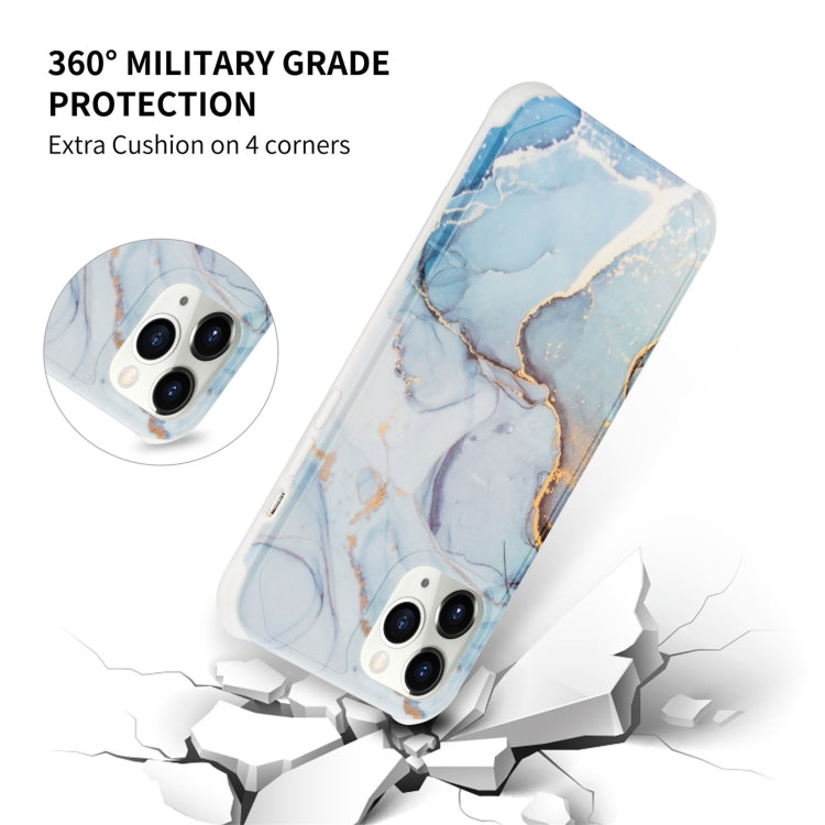 Funda para iPhone 12 Pro Max Four Corners Anti-Shattering Flow Gold Marble Imd (Light Blue)