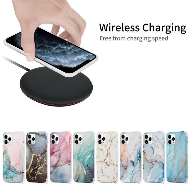 Funda para iPhone 12 Pro Max Four Corners Anti-Shattering Flow Gold Marble Imd (Light Blue)