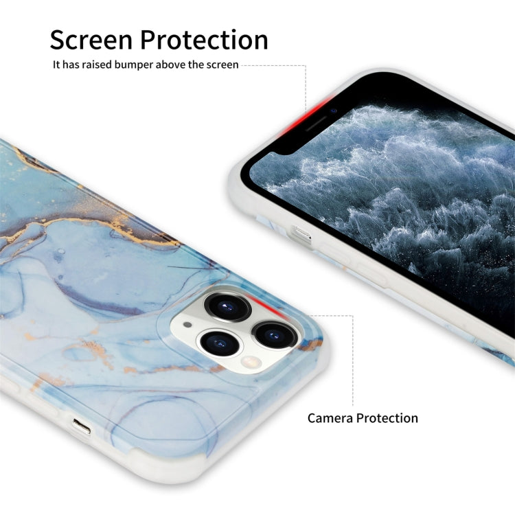 Funda para iPhone 12 Mini Four Corners Anti-Shattering Flow Gold Marble Imd (Pulper Blue Ld3)