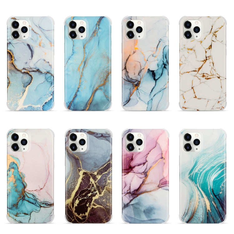 Funda para iPhone 12 Mini Four Corners Anti-Shattering Flow Gold Marble Imd (Rosa Azul)