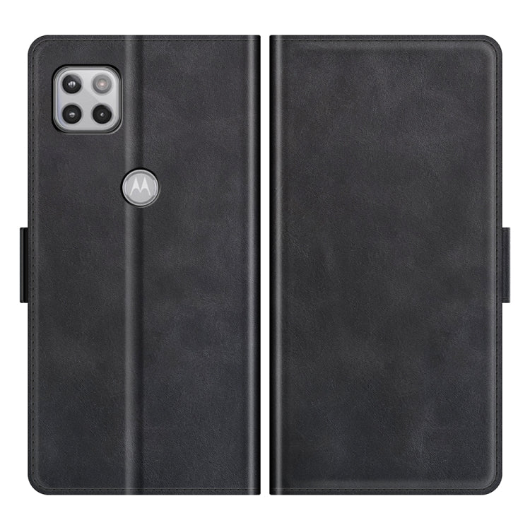 Para MOTOROLA MOTO ONE 5G ACE con hebilla magnética de doble lado de la funda de cuero con soporte y tragamonedas y billetera (negro)