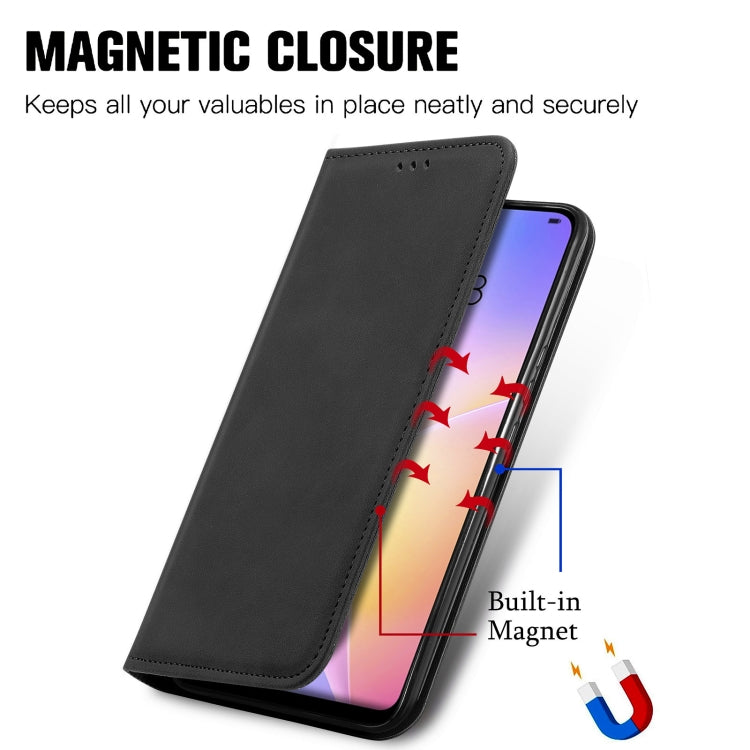 Para Huawei Nova 8 SE Retro Siente Sienta Asunto Magnético Funda de cuero Horizontal Flip con Titular y Slots de Tarjetas y Marco de Photo (Negro)