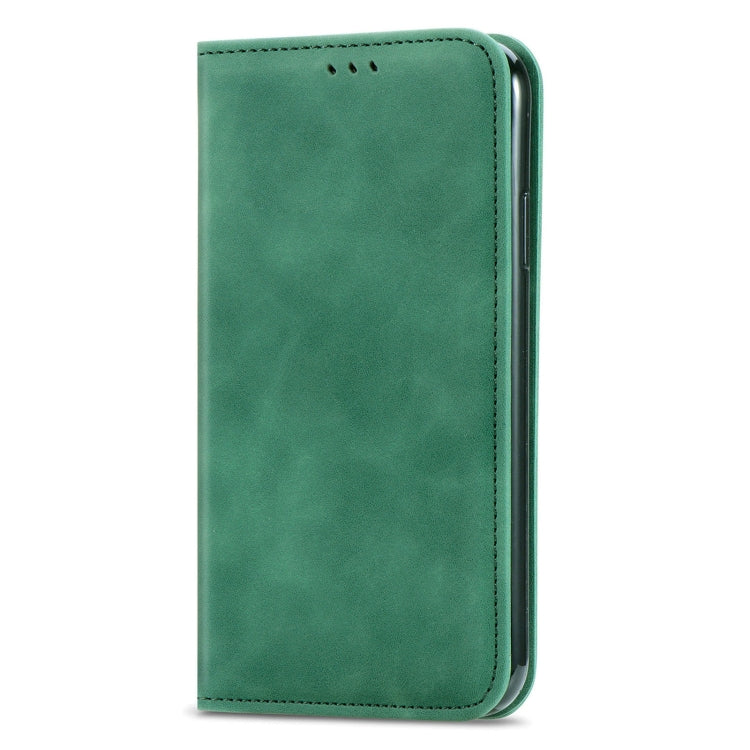 Para Huawei Nova 8 SE Retro piel Siente negocio Magnético Horizontal Flip Funda con soporte y ranuras para tarjetas y marco de fotografía (verde)