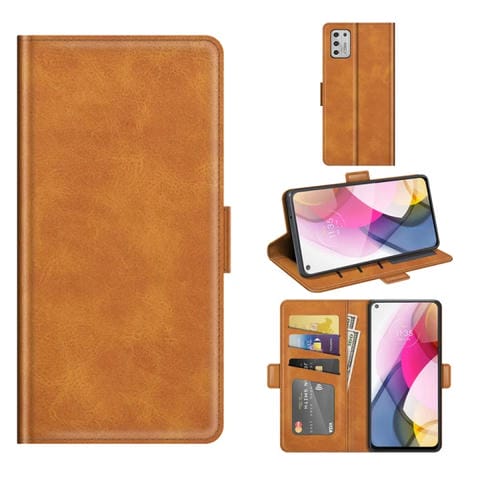 Para Motorola Moto G Stylus 2021 Hebilla magnética de doble lado Doble de cuero Horizontal Flip Funda con soporte y ranuras para tarjetas y billetera (Amarillo)