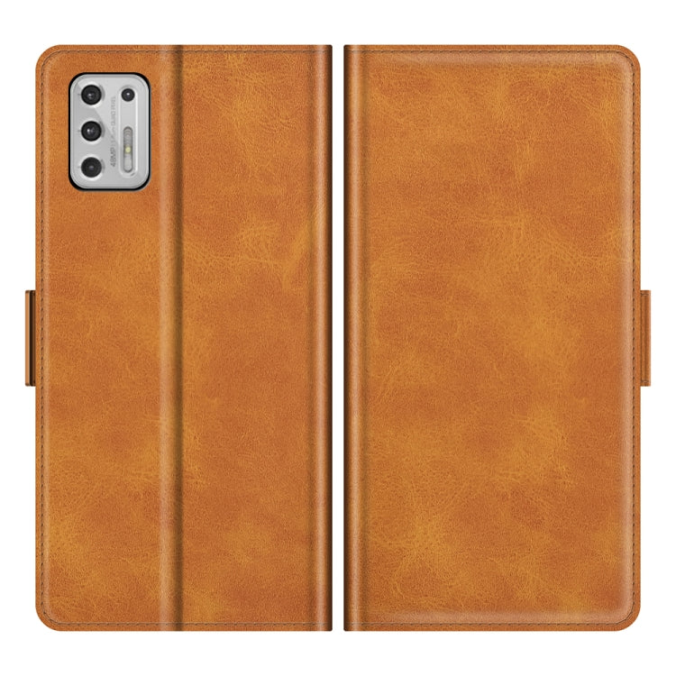 Para Motorola Moto G Stylus 2021 Hebilla magnética de doble lado Doble de cuero Horizontal Flip Funda con soporte y ranuras para tarjetas y billetera (Amarillo)
