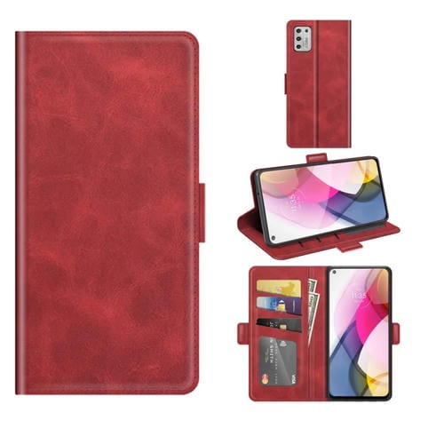Para Motorola Moto G Stylus 2021 Hebilla magnética de doble lado de cuero horizontal con soporte y ranuras para tarjetas y billetera (rojo)