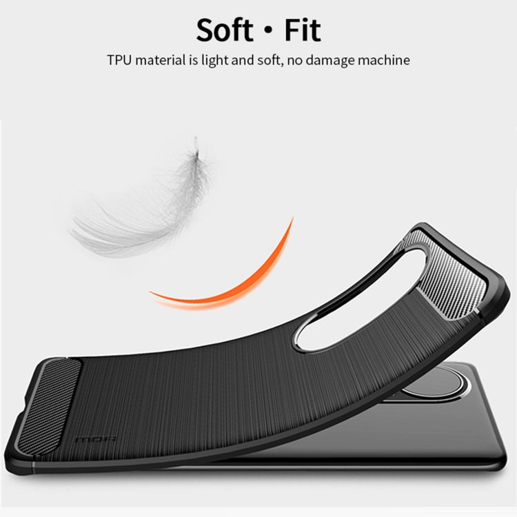 Para Huawei P50 Pro Mofi Gentleness Series Textura cepillada Fibra de carbono Soft TPU Case (Gris)