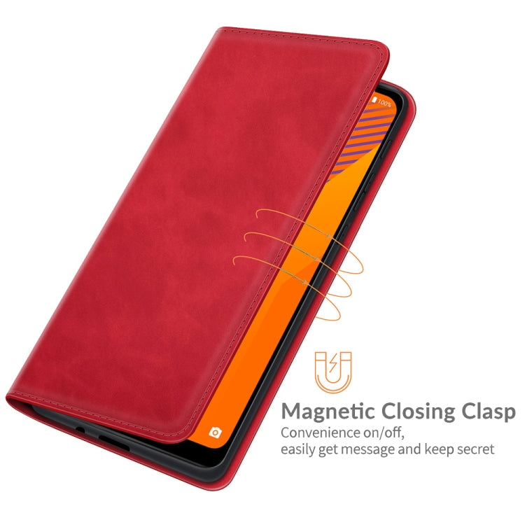 Funda de Cuero para Wiko Y62 Succión Magnética Soporte Tragamonedas Billetera (Rojo)