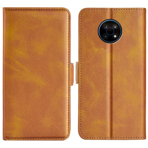 Para NOKIA G50 Hebilla magnética de doble lado Horizontal Funda de cuero para teléfono con soporte y ranuras para tarjetas y billetera (amarillo)