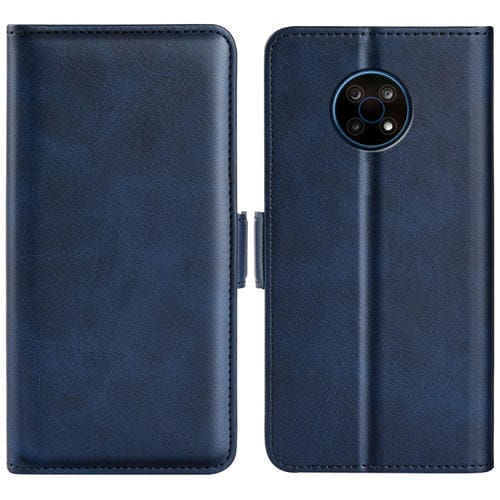 Para NOKIA G50, hebilla magnética de doble lateral, caja de cuero con soporte y ranuras para tarjetas y billetera (azul oscuro)