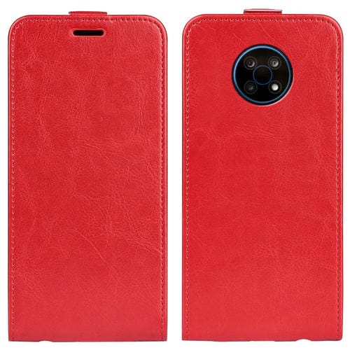 Para NOKIA G50 R64 Textura Caso protector de cuero con volteo vertical único con ranuras para tarjeta y marco de fotos (rojo)
