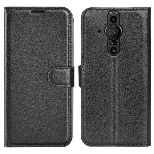 Para Sony Xperia Pro-I Litchi Texture Horizontal Flip Funda protectora con soporte y tragamonedas y billetera (Negro)